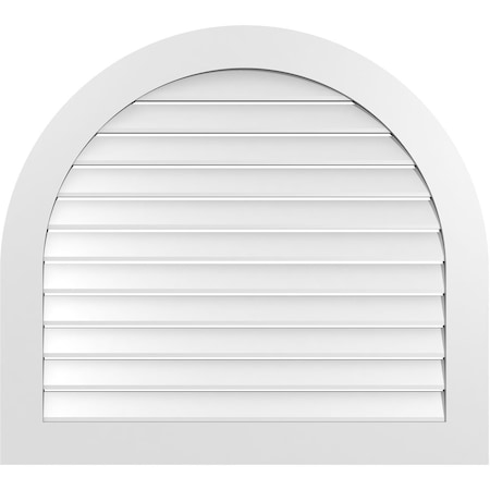 Ekena Millwork Round Top Surface Mount PVC Gable Vent: Functional, w/ 3-1/2"W x 1"P Standard Frame, 40"W x 36"H GVPRT40X3601SF